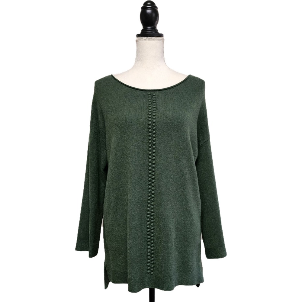 Soft Surroundings Forest Green Bobble Detail Sweater Size M Minimalist